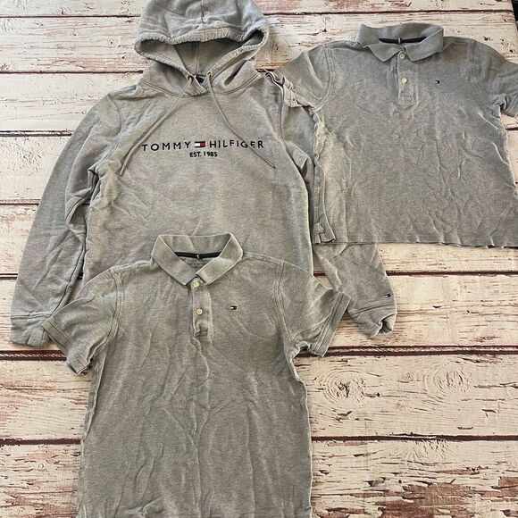 TOMMY‎ HILFIGER Graphic Hoodie Size XS Grey & Polo Size Large 12-14 Boys - Picture 1 of 12